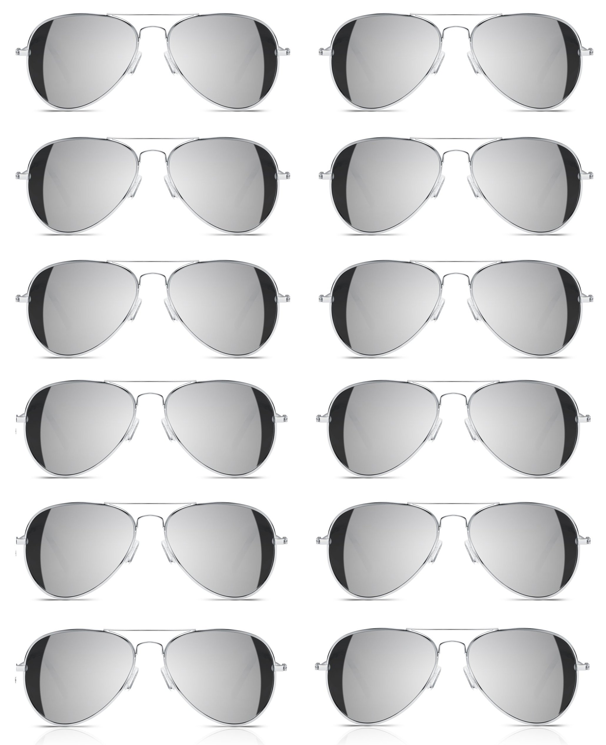 Photo 1 of ** 7 PACKI ** NEON NATION Bulk Sold Classic Aviator Sunglasses Silver Gold Black w/Silver Mirror Lens (12 pack)