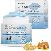 Nivexis Copper Peptides GHK-Cu Whipped Beef Tallow for Skin, Grass Fed Beef Tallow and Honey Balm for Face & Body, with Methylene Blue Anti-Aging Moisturizer, Suitable for All Skin Types, 2 Oz