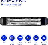 Devola 2400W Infrared Patio Heater Wall Mounted IP65 WiFi LED Timer Remote view 2