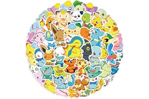 50Pcs Cartoon Poke Stickers for Kids, Vinyl Waterproof Game Monster Decal for Water Bottle Laptop Sticker for DIY Decorate Bumper Phone Hard Hat Kids Teens Gifts (BKM50)