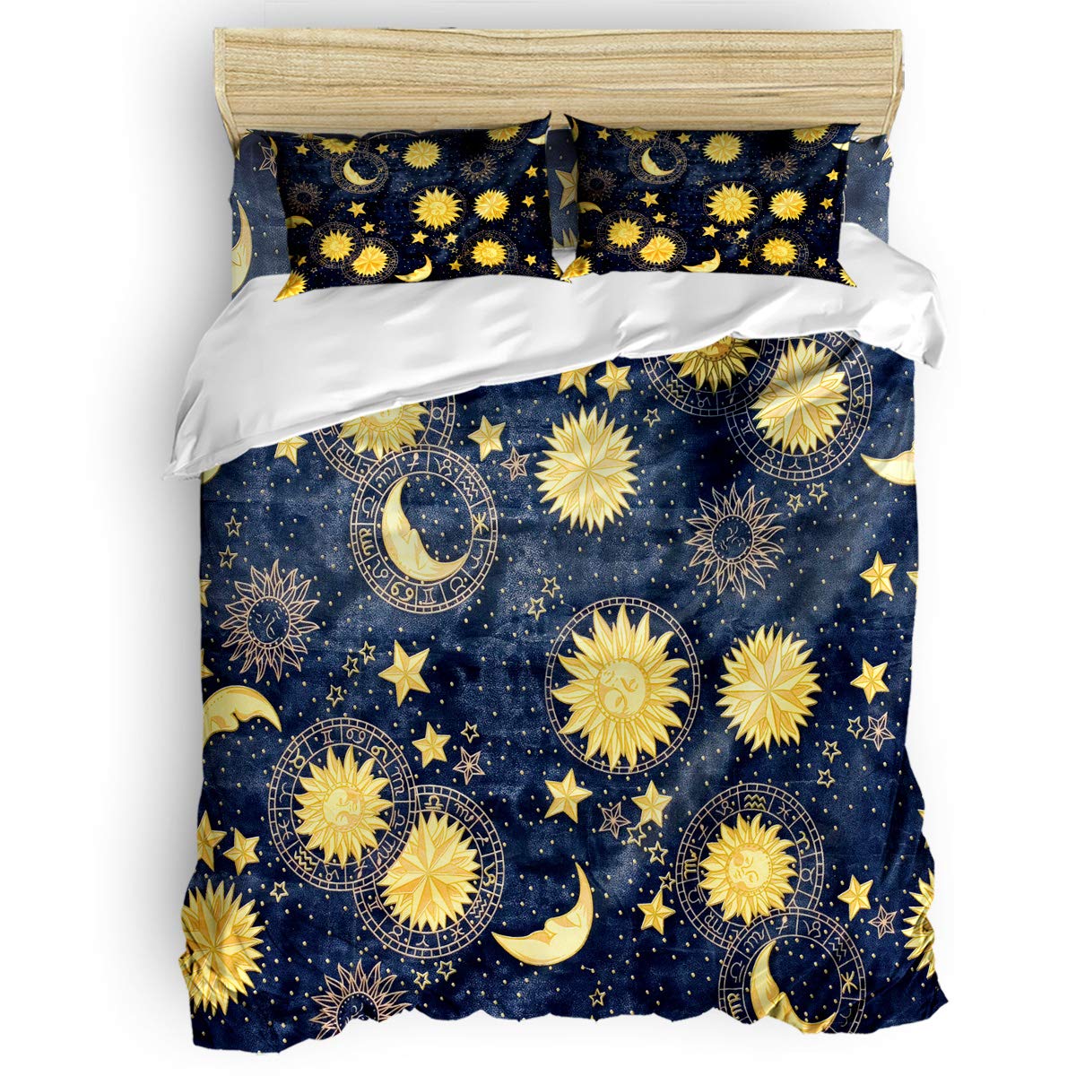 Amazon Com Full Size 4 Pieces Bedding Set Golden Sun Moon And