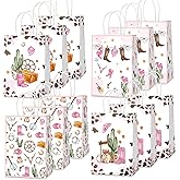 Naozinebi 12PCS Cowgirl Party Favors Bags Girl Pink Western Party Treat Bags Rodeo Pink Birthday Paper Goodie Bags Wild West Cow Print Party Gift Bags Bulk for Baby Shower Birthday Party Decorations