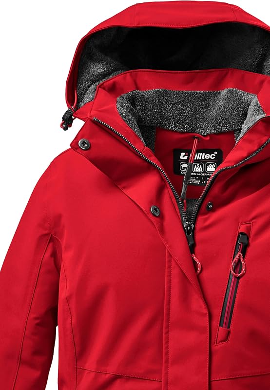 KOW 140 WMN Jckt Casaco de inverno com capuz destacável, vermelho, 44 para mulheres