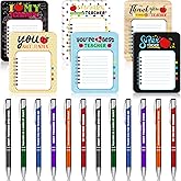 Geyee 24 Pcs Teacher Sticky Notes with Funny Pens Set 3 x 4 Inch to Do List Notepads with Sayings Pen Novelty Cute Memo Pad for Teacher Coworkers Employee Appreciation Gifts