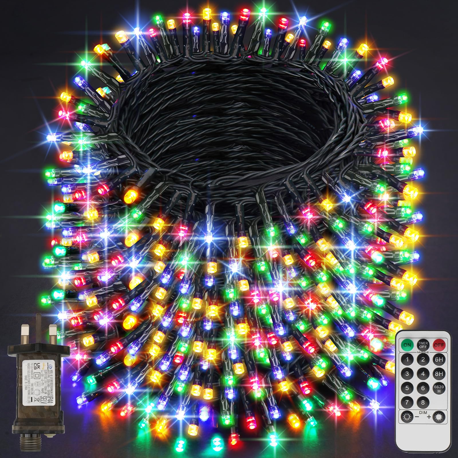 Fairy Lights Plug in, 800 LED 101M/331.4FT Waterproof Outdoor String Lights Mains Powered with 8 Modes/Remote Control, Christmas Lights for Outside Indoor Garden Bedroom Decorations(Multi-Coloured)