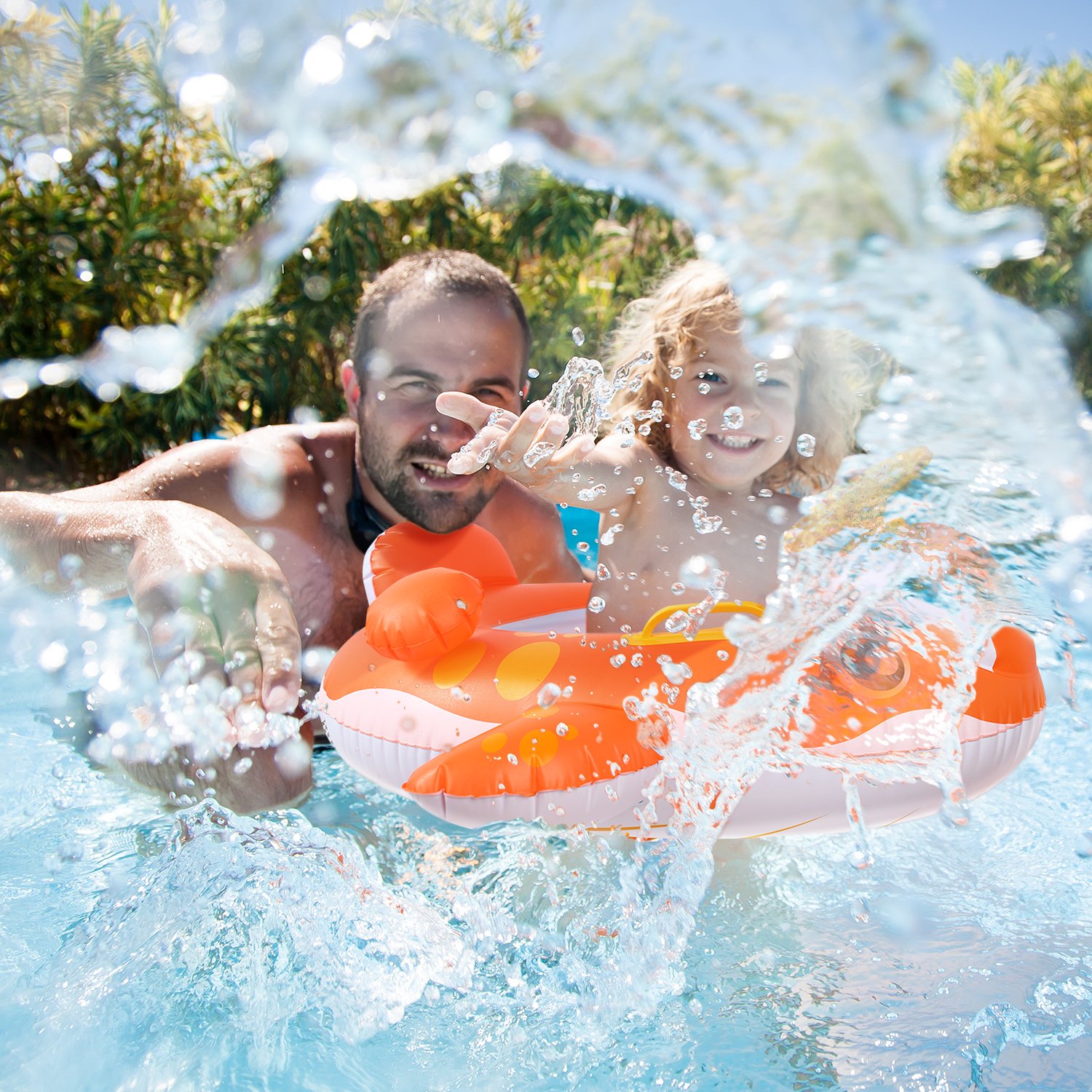 Baby Spring Pool Float with Canopy Sunshade, Whale Theme Infants Water Toys Inflatable Swimming Ring Pool Water Boat with Gift Sunhat and Sand Play Molds Toys for Toddlers Summer Activity