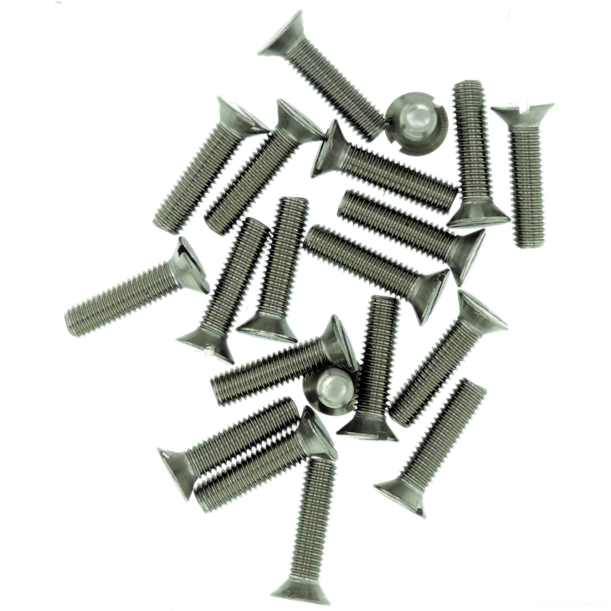 M6 (6mm x 22mm) Slot Countersunk Machine Screw (Bolt) - Stainless Steel (A2) (Pack of 20)