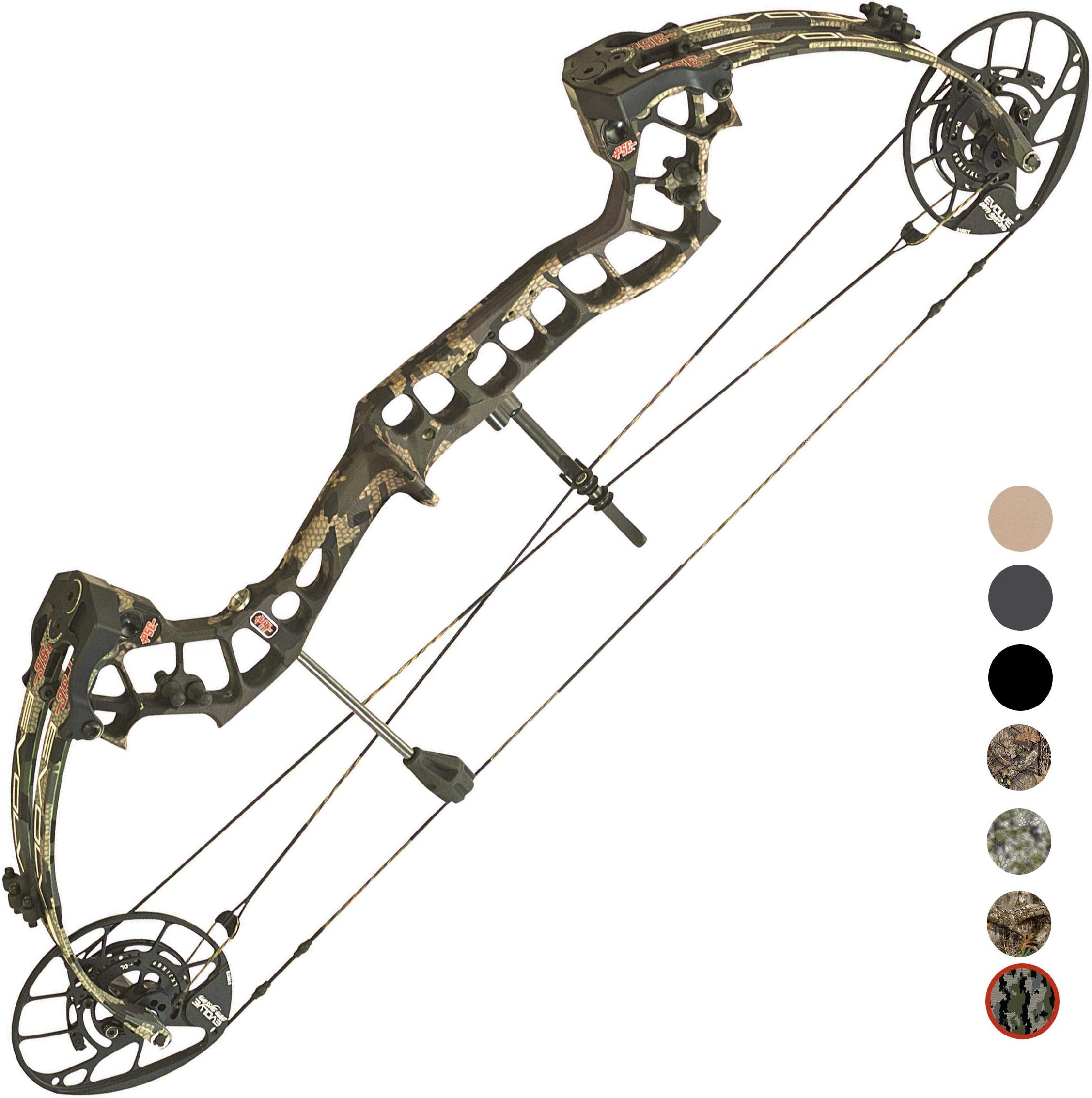 PSE ARCHERY Evolve 28 Compound Bow Package- Up to 335 FPS -Draw 50-70LB Pull -Draw Range 24.5-30" -Let Off 80-90% -Made in USA - w String Stop - Right Hand Only