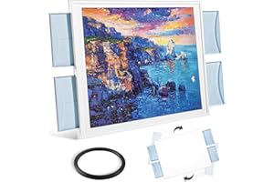 Calmbee 1500 Piece Plastic Puzzle Board with Drawers, 35”x 28” Portable Jigsaw Puzzle Table for Adults, Rotating Upgraded Lazy Susan Spinning Jigsaw Organizer Table,Durable ABS Frosted-Panel