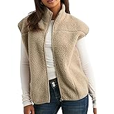 Tanming Womens Fuzzy Sherpa Fleece Vest Lightweight Cozy Sleeveless Gilet Zip Up Jacket with Pockets