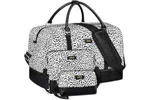 IBFUN Weekender Bags for Women, 21" Weekender Travel Bag, Travel Duffle Bag with Shoe Compartment Carry on Overnight Duffel Bag for Weekend Travel Business Trip, 3PCS