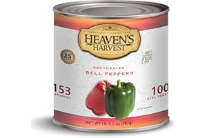 Heaven's Harvest Premium Dehydrated Bell Peppers (25 Year Shelf Life). USA Made Canned Food Supply: Vegan, Gluten Free, Emergency Survival Food Supply (#10 Can, 153 Servings)