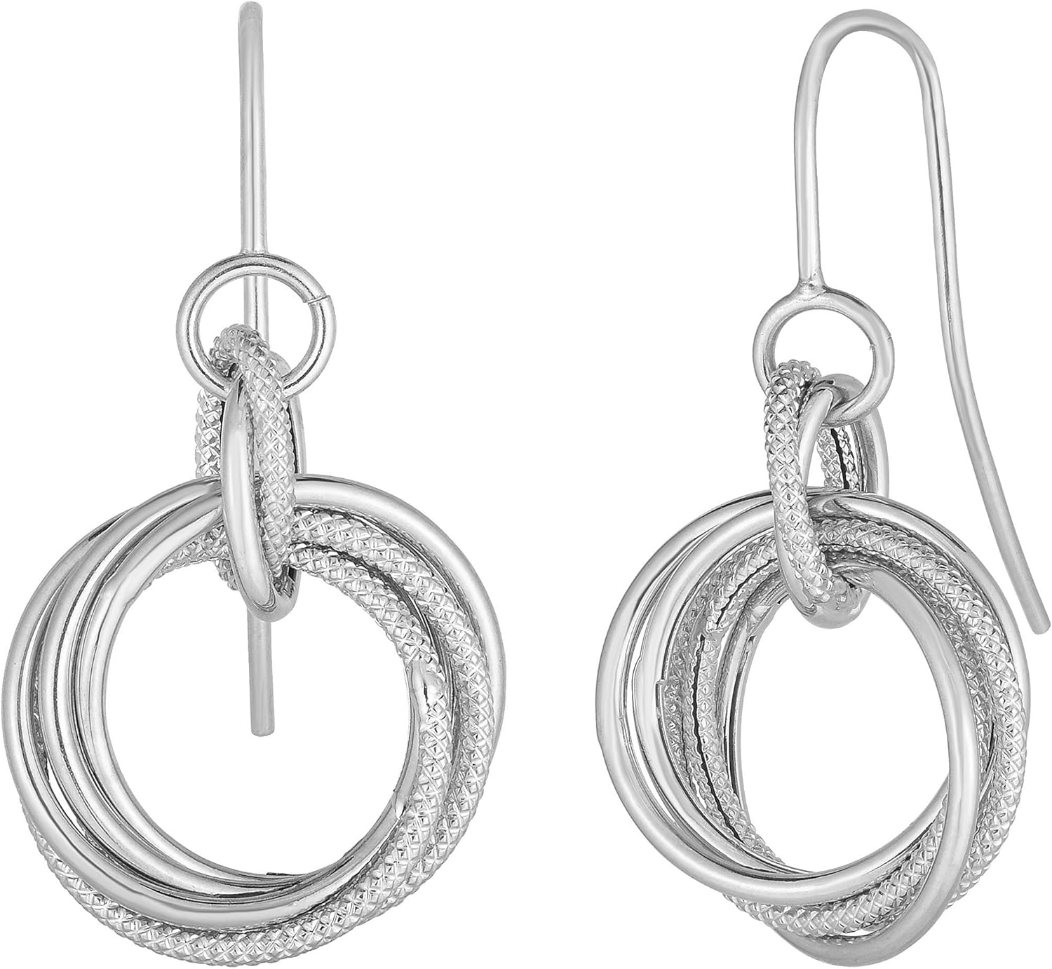 14K White Gold Textured Earrings with Euro Wire Clasp Jewelry