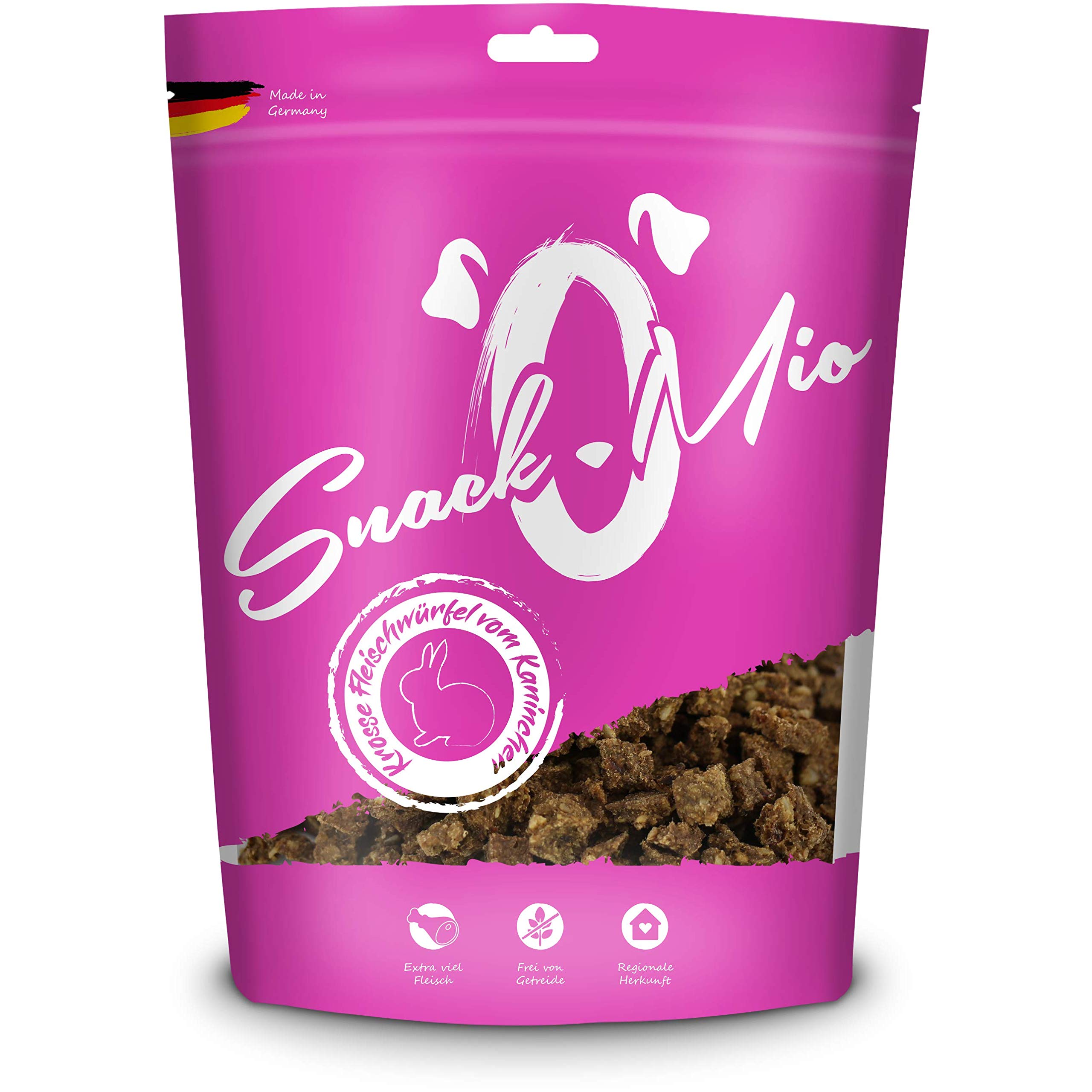 SnackOMio - Premium dog snack - crispy rabbit meat cubes, grain-free, 1 pack (1 x 125g)