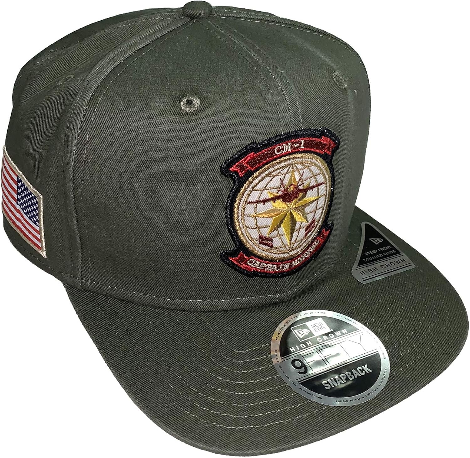 Captain Marvel Movie Cm 1 Pilot New Era 9fifty Olive Snapback Cap Hat