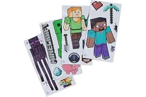 Paladone Minecraft Peel and Stick Wall Decals - Reusable Vinyl Sticker Clings - Minecraft Bedroom Wall Art Decor for Boys Room - 4 Sheets