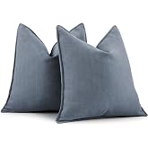 ZWJD Dusty Blue Pillow Covers 20x20 Set of 2 Chenille Throw Pillow Covers with Elegant Design Soft and Luxurious Decorative T