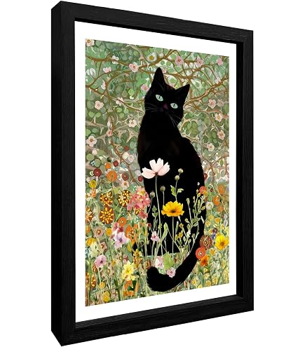 Amazon.com: jenesaisquoi Frame Gustav Klimt Black Cat Wall Art