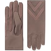 isotoner womens Spandex Touchscreen Cold Weather Gloves With Warm Fleece Lining and Chevron Details