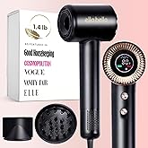 ELLA BELLA® Compact Plasma Hair Dryer, Advanced Plasma Technology Blow Dryer with Digital Display, Rapid Drying, Low Noise, & Luxury Velvet Travel Bag - Includes Diffuser & Nozzle- for All Hair Types