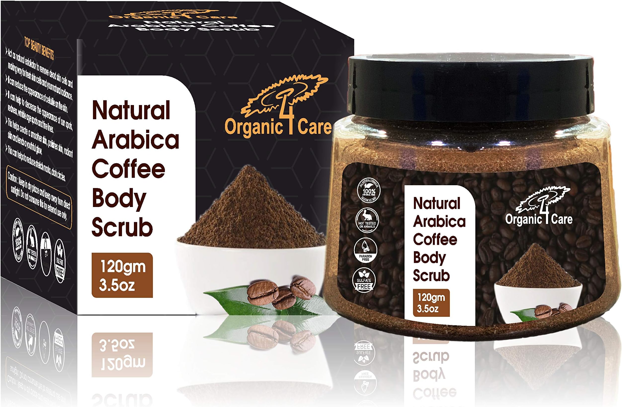 Organic 4 Care Coffee body scrub for skin care, tan Removal, exfoliating scrub, Stretch marks, d tan, skin brightening coffee scrub 120gm