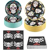 Hpscdyo 180Pcs Day of the Dead Party Supplies Paper Plates and Napkins Serve 60 Disposable Tableware Set for Birthday Party Decorations Game Day Family Holiday Sports Events