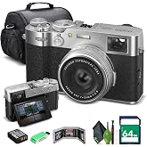 FUJIFILM X100VI Point &amp; Shoot Camera (Silver) &amp; Case (16821822) Bundle | For Travel, Everyday Photography &amp; Video | Includes 64GB Memory Card, Memory Card Wallet, USB Card Reader, Cleaning Kit