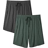 DAVID ARCHY Mens Pajama Shorts Bamboo Rayon Sleep Shorts Soft Comfy Breathable Lounge Pants with Pockets 2 Pack