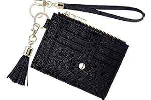 New Fashion Kingdom Wristlet Keychain Wallet for Women Slim Rfid Blocking Credit Card Holder Wristlet Zip Id Case Wallet Small Compact Leather Wallet Coin Purse for Women (Black)