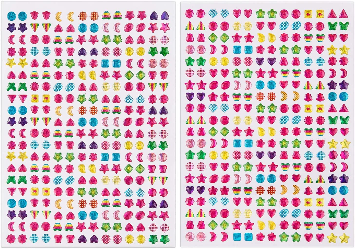 SAVITA 2000+ Rhinestone Ear Stickers 3D Glitter Sparkle Crystal Stickers for Children and Shapes (4 Sheets)