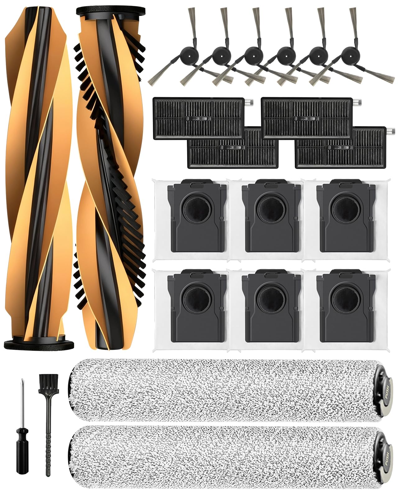 Photo 1 of Z60 Ultra Replacement Parts for MOVA Z60 Ultra Roller Complete/Z60 Ultra Roller SA Robot Vacuum Cleaner,22 Pcs Z60 Ultra Accessories Kit:2 Main Brush,2 Roller Mop,6 Side Brush, 4 Filter, 6 Dust Bags