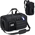 Gym Bags for Men, Tactical Duffle Bag Sports Travel Bag Gym Weekender Overnight Backpack with Shoe Compartment and Wet Pocket, 3 In 1 Tactical Military Backpack Black