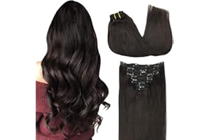 GOO GOO Clip in Hair Extensions Human Hair, 22inch 120g 7Pcs, #2 Dark Brown, Hair extensions for women, Human Hair Extensions