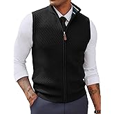 PJ PAUL JONES Men's Sweater Vests Slim Fit Twill Textured Full Zip Sleeveless Vests Casual Outwear