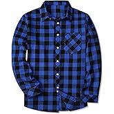 SANGTREE Boys and Mens Flannel Plaid Long Sleeve Shirt Casual Button Down Shirts