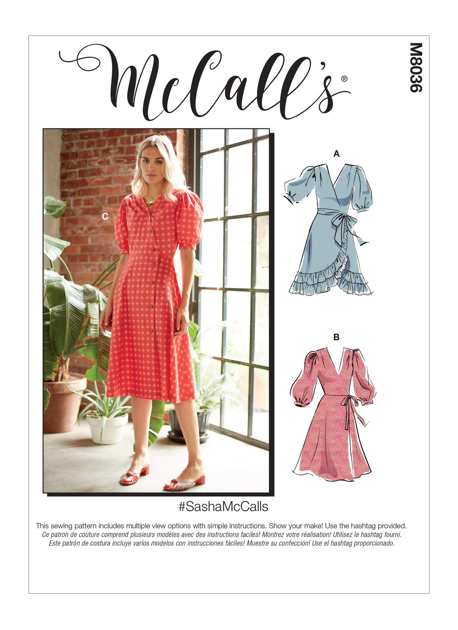 McCall's Pattern M8036E5 Misses' Dresses & Sash