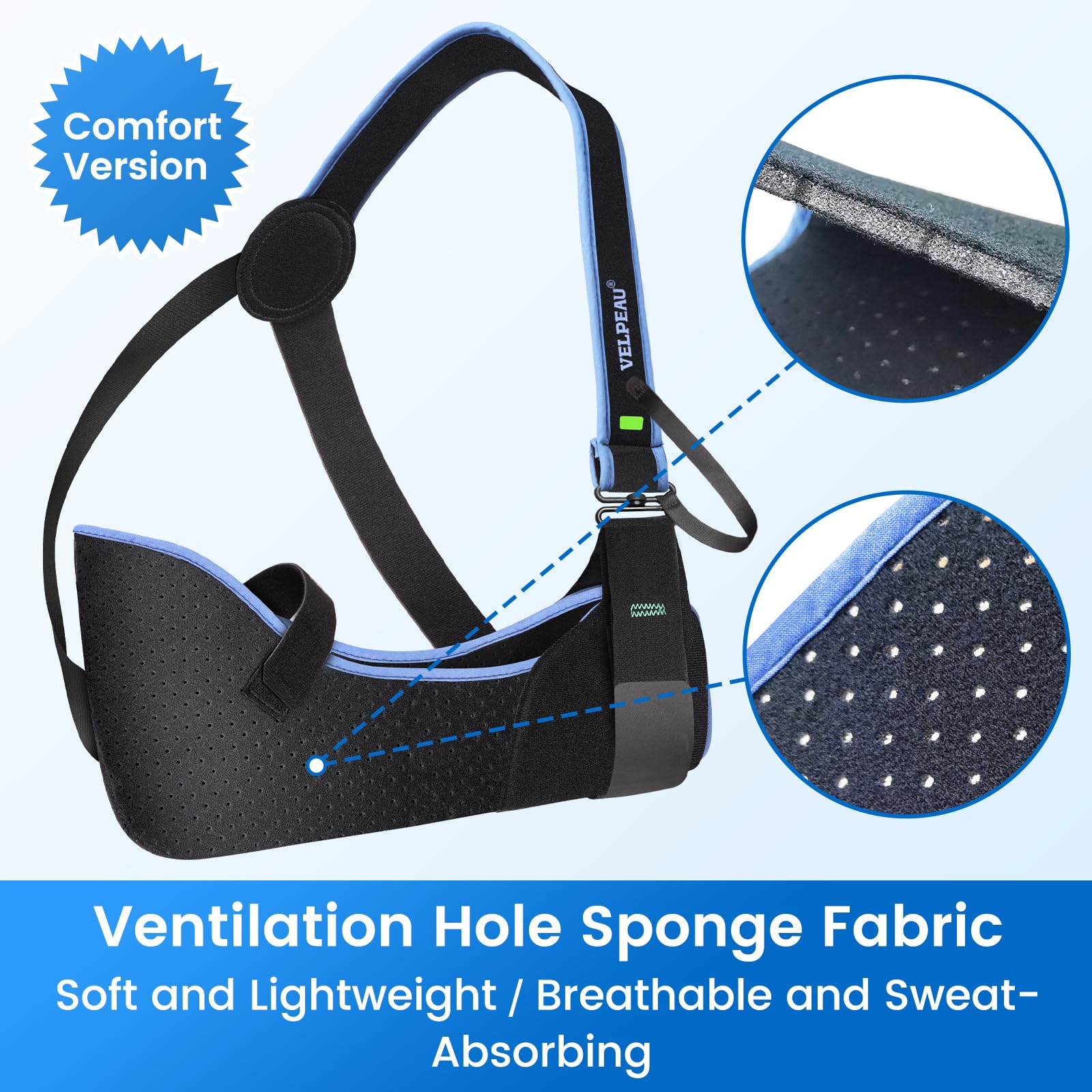 Velpeau Arm Sling Shoulder Immobilizer for Women and Men, fit Left or Right Arm - Rotator Cuff Support Brace - Medical Sling for Shoulder, Clavicle, Elbow Injury (Comfort type, Large: Bust 33.5″-41″)