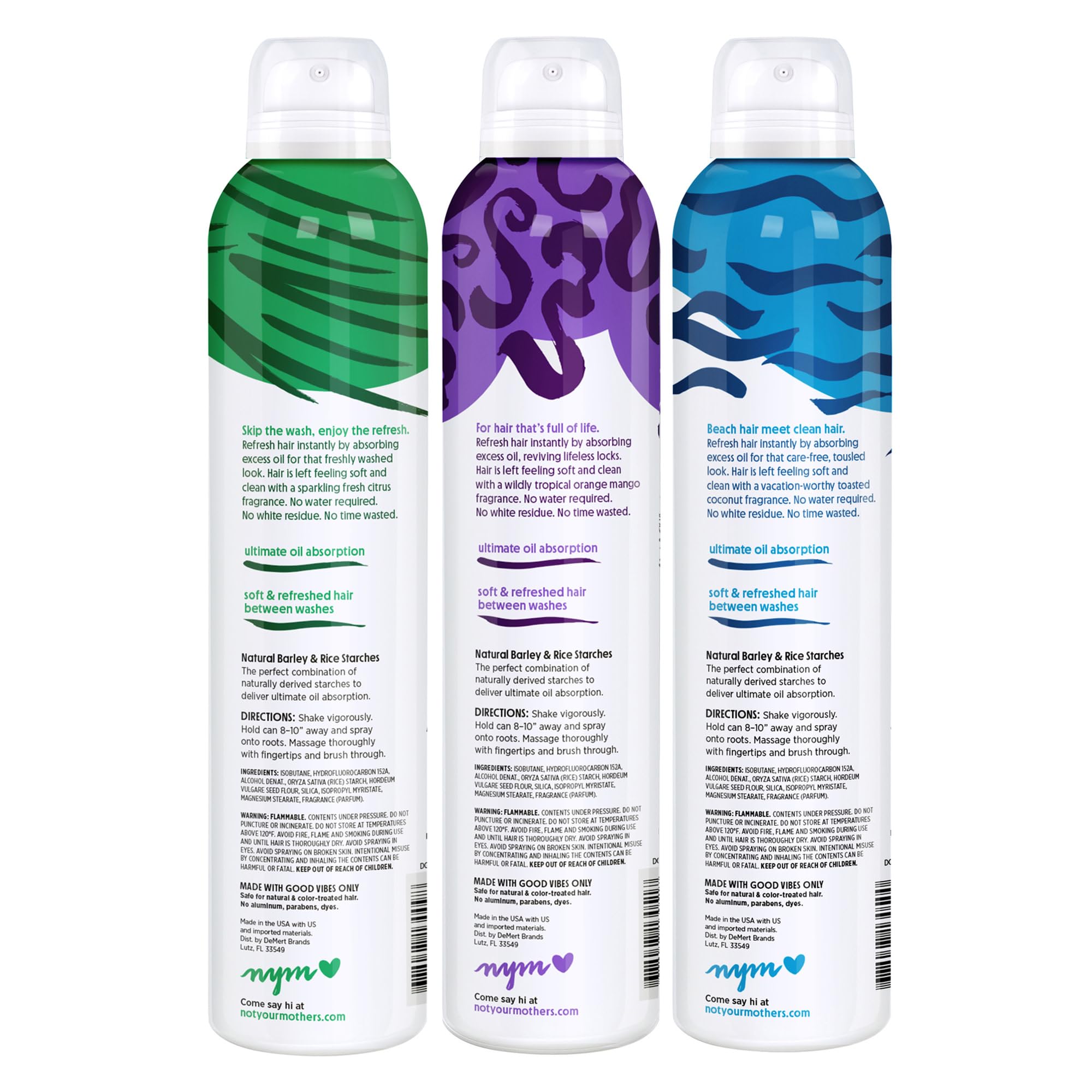 Not Your Mother's Dry Shampoo Spray Signature Assortment (3-Pack) - 7 oz Each - Clean Freak, Plump for Joy & Beach Babe - Instantly Absorbs Oil & Extends Style Life for Refreshed Hair