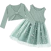 Toddler Girl Fall Dress Tulle Tutu Dress Little Girls Casual Party Outfits Sleeveless Dresses and Long Sleeve Cardigan Sets