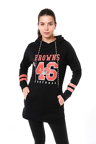 Ultra Game NFL Cleveland Browns Womenss Tunic Hoodie Pullover