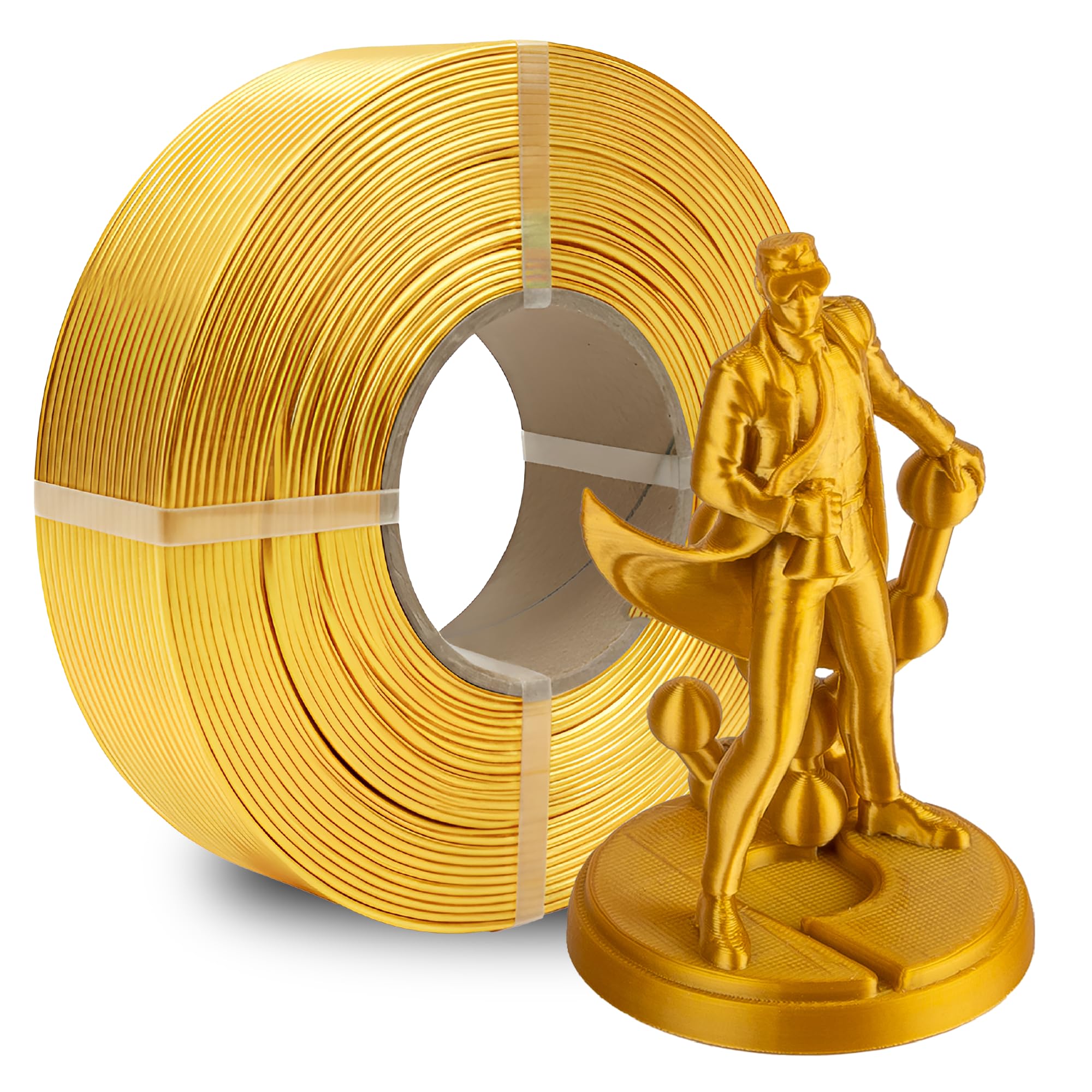 Photo 1 of **HALF USED**Polymaker Panchroma Refill Spool Silk Gold PLA 3D Printing Filament Refill, Compatible with All Reusable Spools and All Major FDM 3D Printers, Tangle-Free, Vibrant Colors, 1.75mm 1kg
