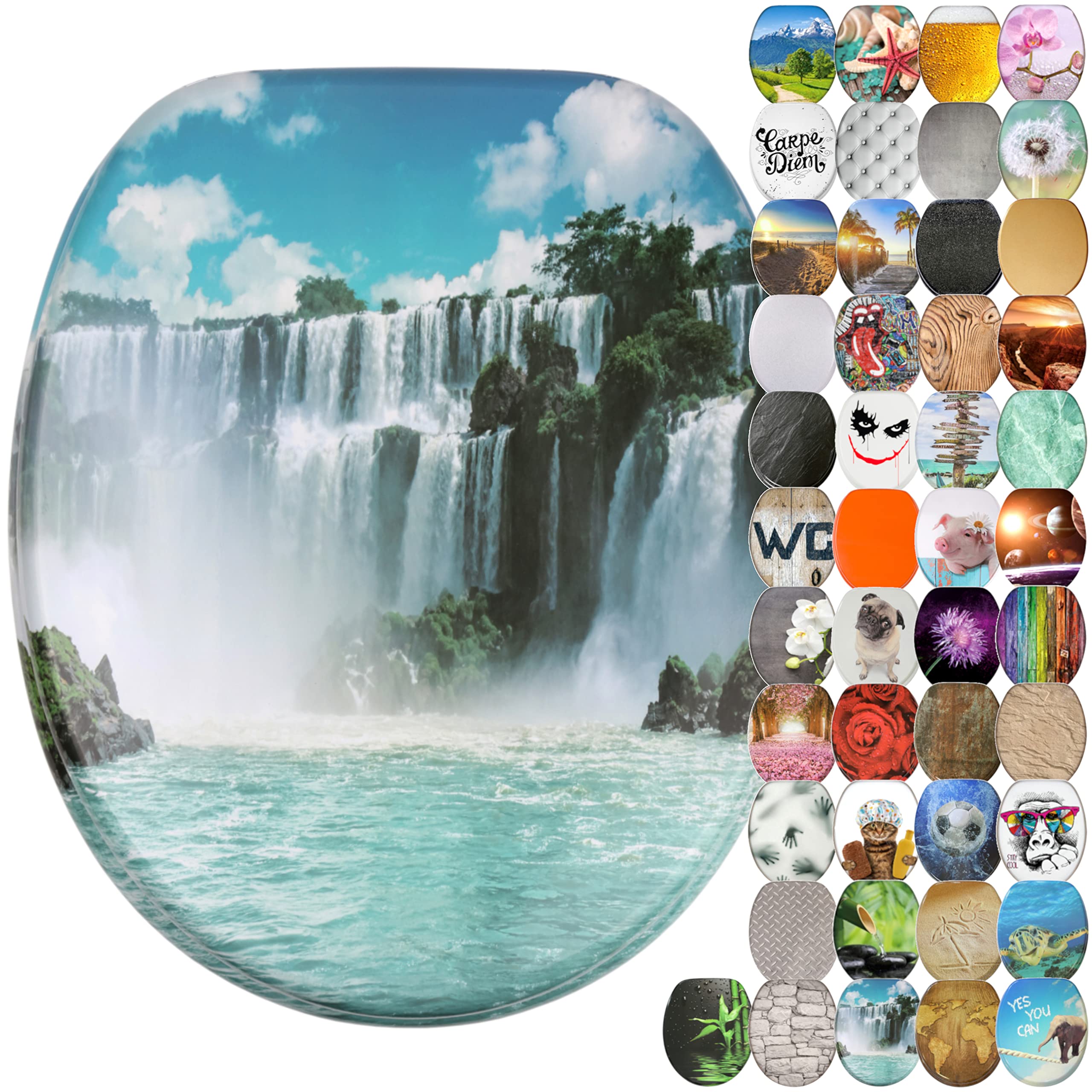 Sanilo Soft Close Toilet Seat, Wide Choice of New Toilet Seats, Stable Hinges, Easy to Mount (Waterfall) — image 1