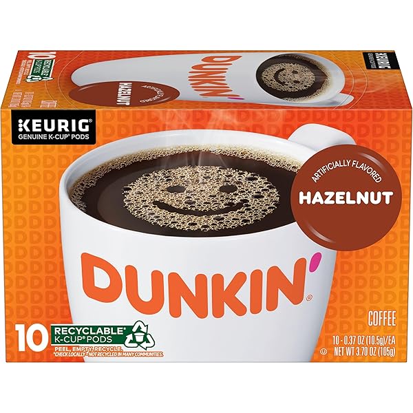 DUNKIN’ HAZELNUT FLAVORED COFFEE, 10 KEURIG K-CUP PODS