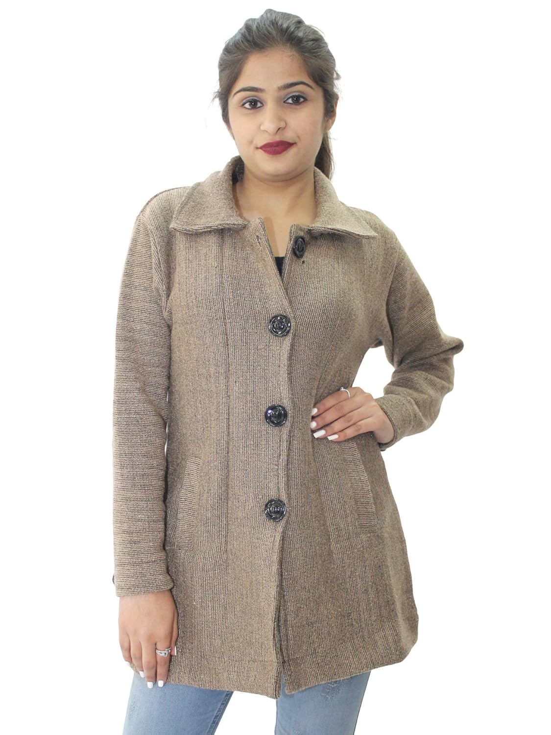 hautemoda women's wool buttoned cardigan (ad04caz11gy_grey)