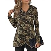 VALOLIA Womens Long Sleeve Tops Fall Winter Buttons Side Tulip Hem Lapel Pullover Sweatshirt