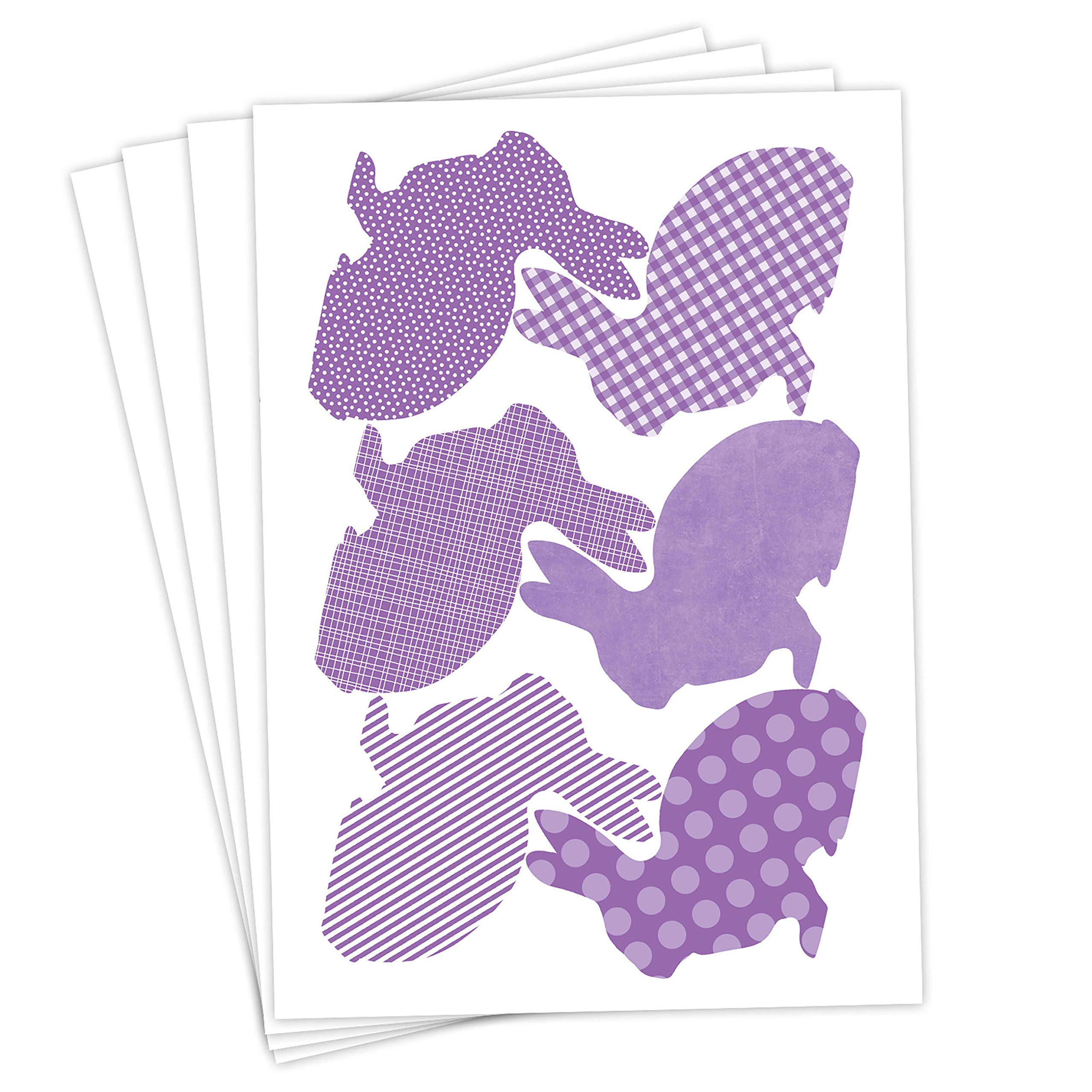 Papierdrachen 24 Easter Stickers for Crafting and Decorating - Design Pink Silhouetted Bunny - Sticker No. 19 - Easter 2019