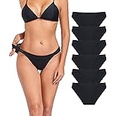 ANLIQI 3/6 Pack Cotton Underwear for Women Low Rise Bikini Panties High Cut Stretch Breathable Ladies Hipster Undies
