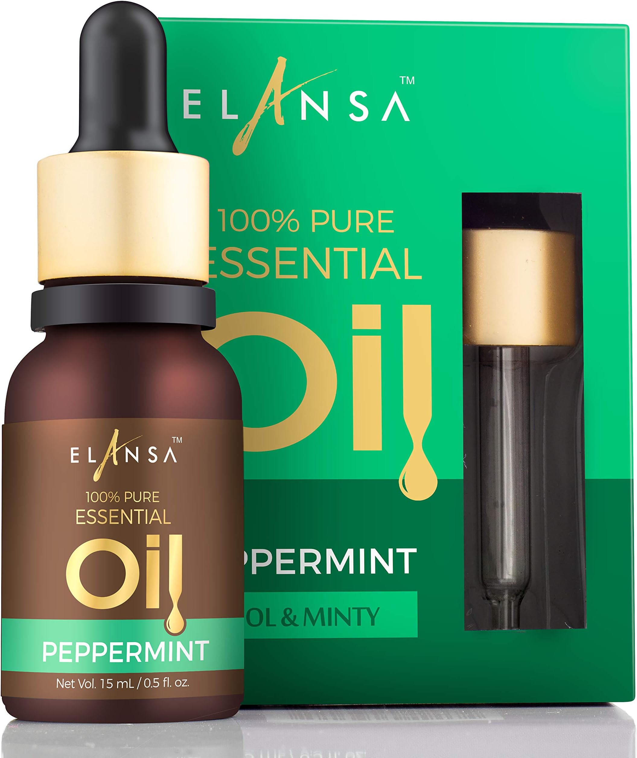 Elansa 100% Pure Peppermint Essential Oil, 15ml