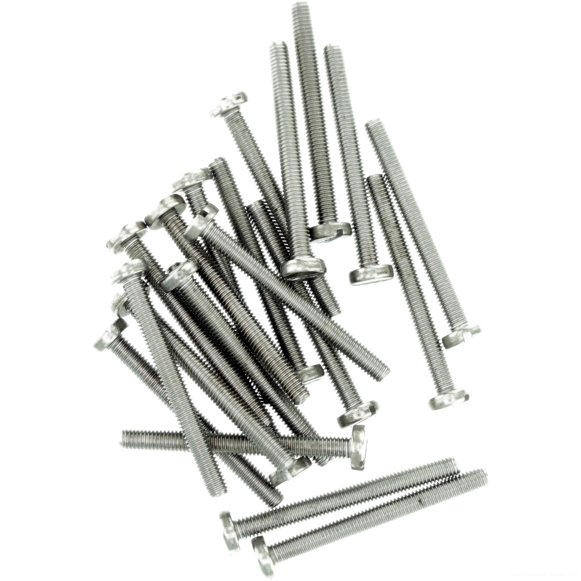 M2.5 (2.5mm x 8mm) Slot Pan Machine Screw (Bolt) - Stainless Steel (A2) (Pack of 20)