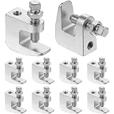 Afcabakila 10PCS Top Beam Clamps, UNC 3/8" Iron Safety Rod Clamp, 3/4" Jaw Opening, Heavy Duty Metal Beam C Clamp Fit Galvanized for Vertical Piping Support, Ceiling Mount, Copper/PVC Tubing